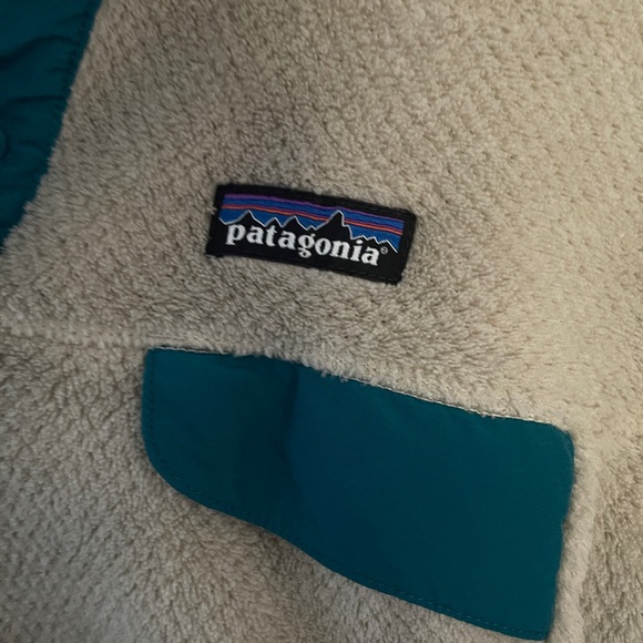 Patagonia Womens Re tool snap t fleece pullover tan/teal size M - Picture 4 of 6